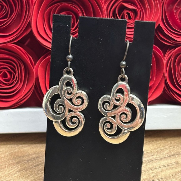 Brighton Silver Swirl Earrings EUC - Picture 1 of 5